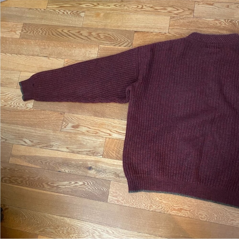 🍷Vintage Woolrich Wool Henley Knit Burgundy Sweater🍷 - Picture 8 of 9